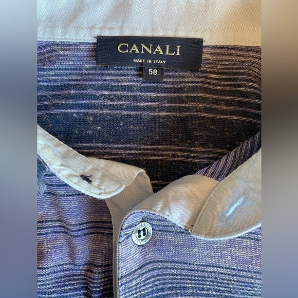 Canali Polo shirt in Blue and Lavender stripes - EUC - Picture 2 of 5